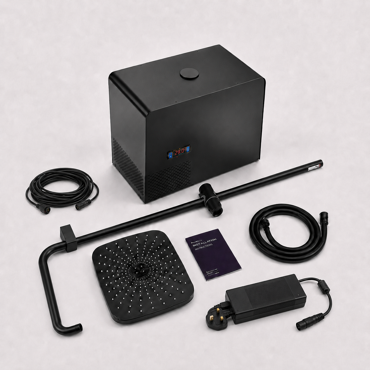KRYO complete setup kit bonus including shower rail, aerated panel, hose, PSU, cord and socket